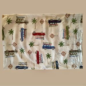 Pottery Barn Kids Surf Crossing Standard Pillow Case Surf Boards Woody Cars